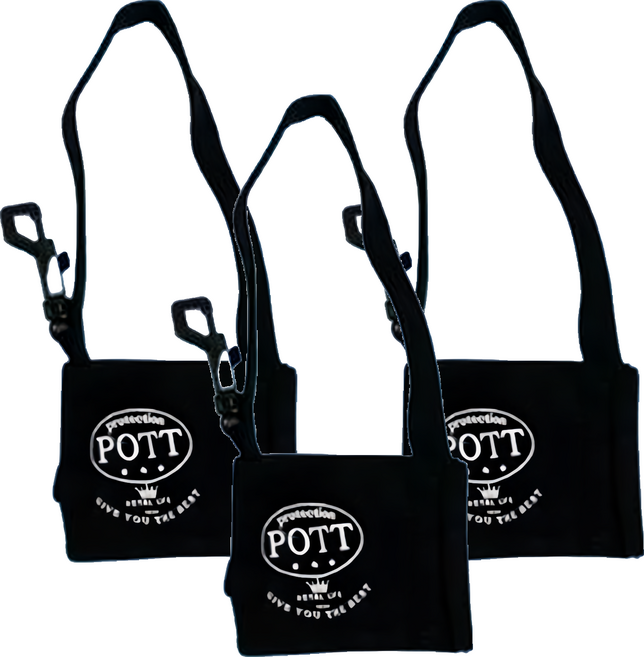 POTT 波特 環保飲料杯套 隨身型 加厚牛津布 附掛鉤 黑色 3個