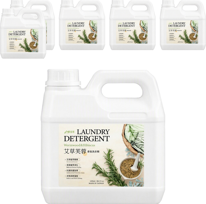 家立潔 艾草芙蓉香氛洗衣精, 6個, 1.2L