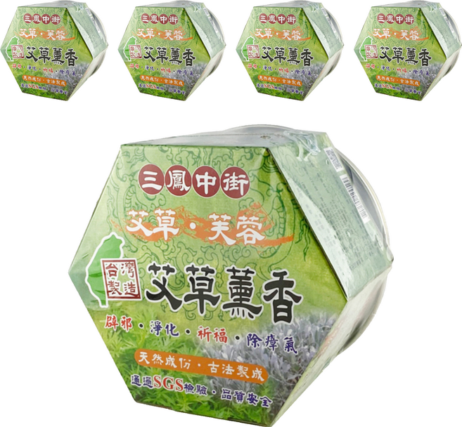 士喜生活館 艾草芙蓉薰香 附鐵盒 30環, 5個, 500g