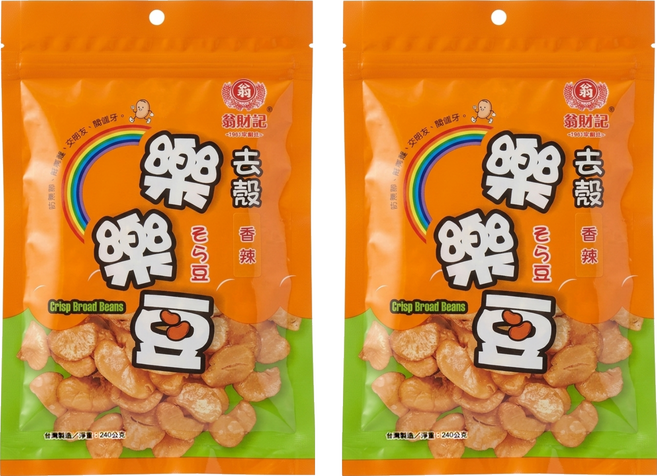 翁財記 去殼樂樂豆/蠶豆 香辣味, 240g, 2個