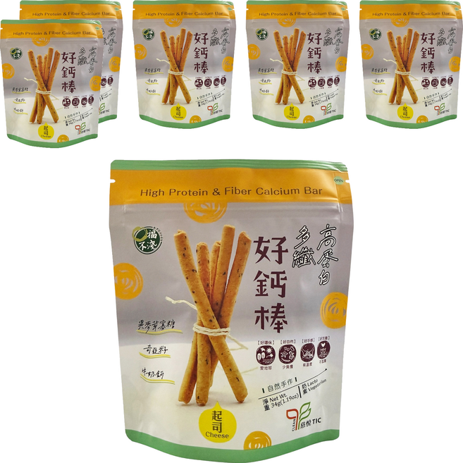 口福不淺 高蛋白多纖好鈣棒 起司, 34g, 6個