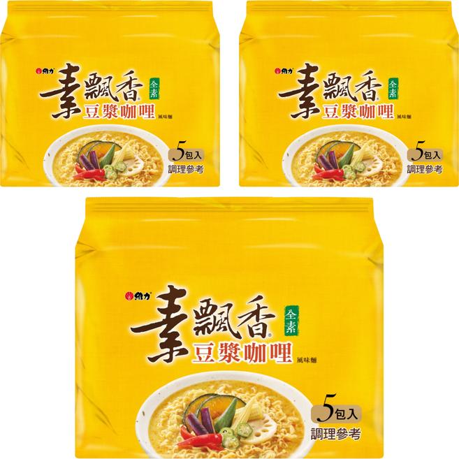 維力 素飄香 豆漿咖哩風味麵 全素 80g, 15包