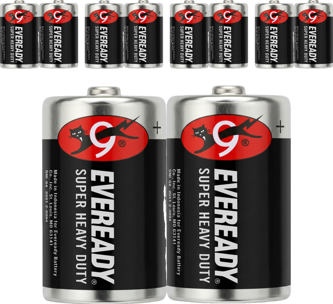 EVEREADY 永備 碳鋅電池 1號, 5套, 2個裝