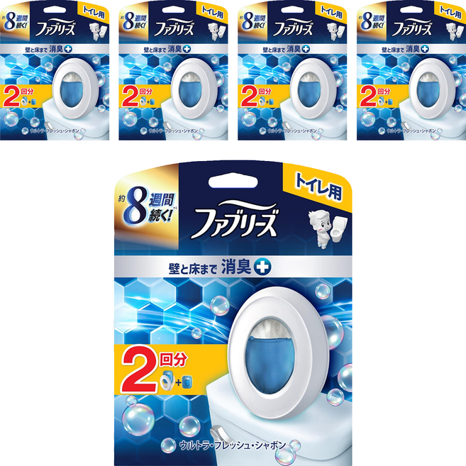 febreze 風倍清 日本原裝進口 廁所消臭芳香劑 6.3ml + 補充包 6.3ml, 5套, 12.6ml, 極致清新皂香