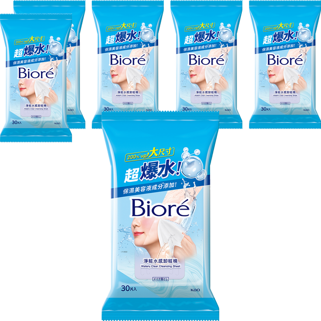 Biore 蜜妮 淨粧水感卸粧棉 30片, 100g, 6個