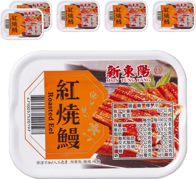 新東陽 紅燒鰻罐頭, 100g, 6個