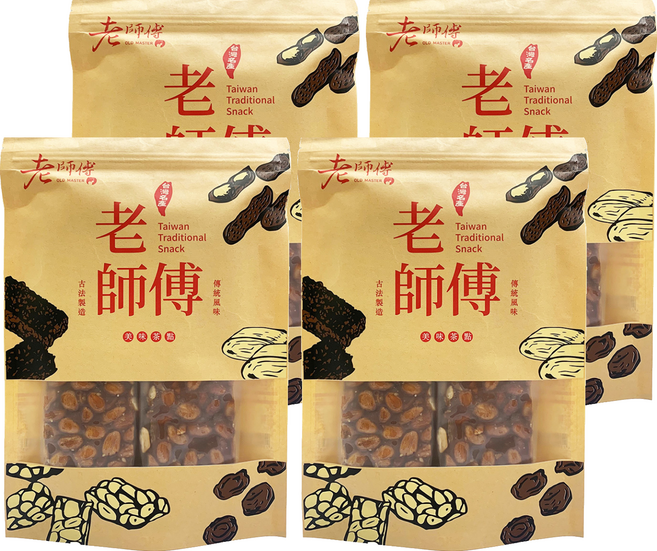 老師傅 手工花生軟糖大塊豪邁款, 4袋, 320g