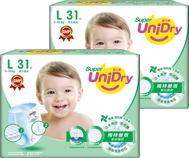 UniDry 優力寶 優力褲/尿布 9~14kg, L, 62片