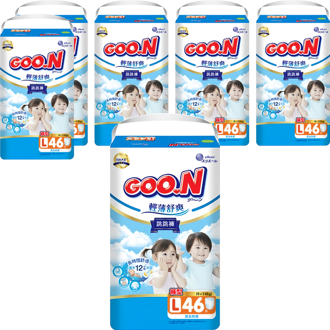 GOO.N 大王 輕薄舒爽 紙尿布 褲型 9~14kg, L, 276片