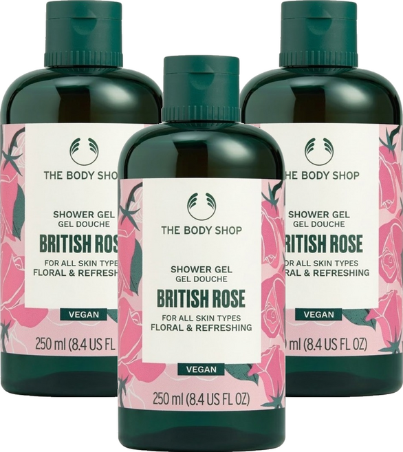 THE BODY SHOP 美體小舖 台灣公司貨 嫩膚沐浴膠 英皇玫瑰, 3個, 250ml