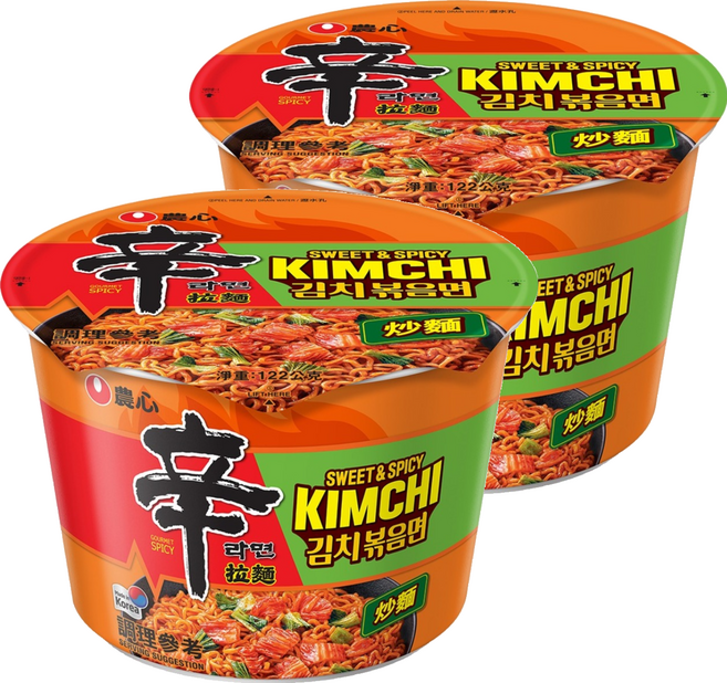 NONGSHIM 農心 辛辣白菜炒麵大碗麵 122g, 2個裝