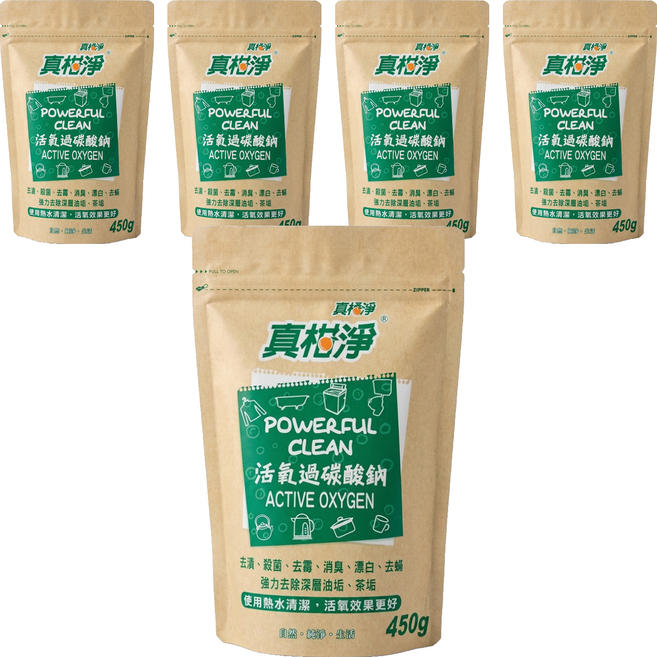 真柑淨 活氧過碳酸鈉, 450g, 5個