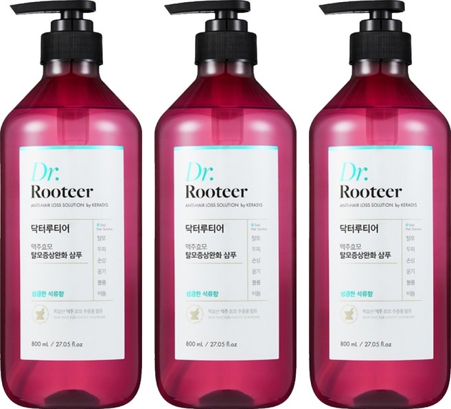 DrRooteer 啤酒酵母髮根強健洗髮精 水漾石榴調, 3件, 800ml