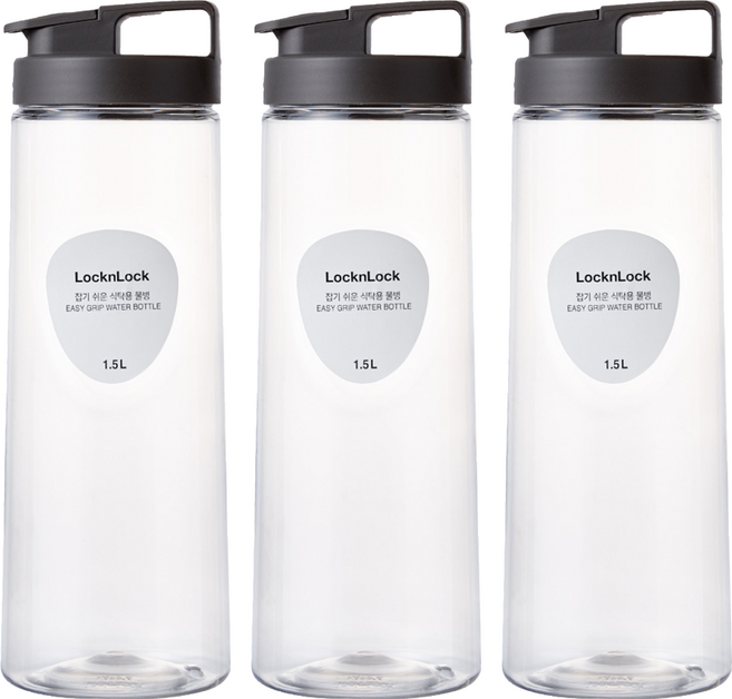 LocknLock 樂扣樂扣 輕鬆手提 PET冷水壺 1.5L 灰色 3個