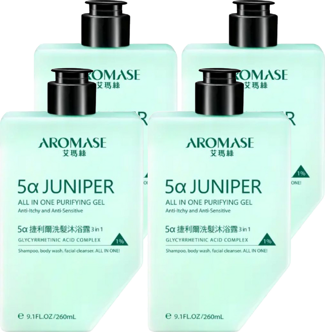 AROMASE 艾瑪絲 5α捷利爾洗髮沐浴露 3合1, 4個, 260ml