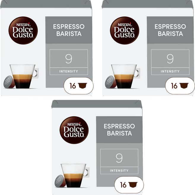 NESCAFE 雀巢咖啡 Dolce Gusto 多趣酷思 咖啡師濃縮咖啡膠囊, 6.5g, 16顆, 3盒