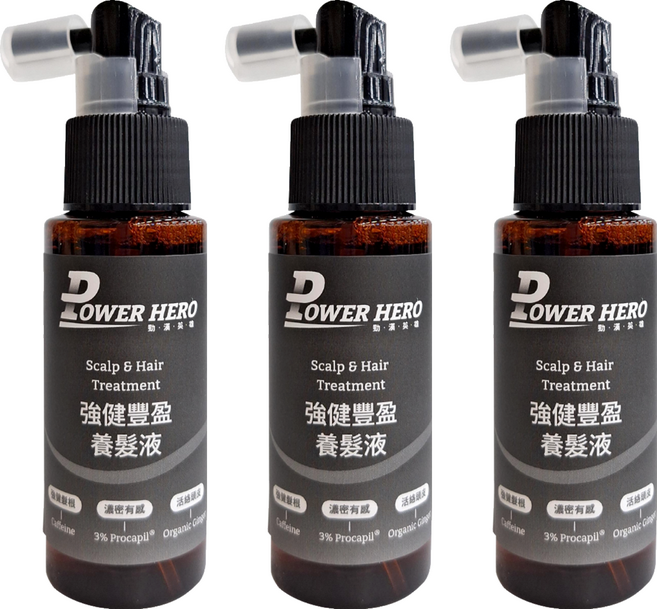 POWER HERO 勁漢英雄 強健豐盈養髮液, 60ml, 3瓶