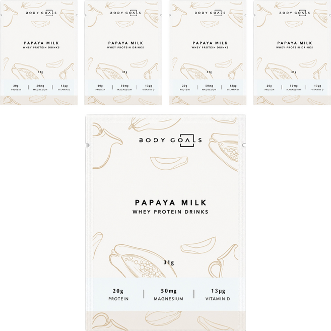 BODY GOALS 乳清蛋白飲木瓜牛奶, 31g, 5個