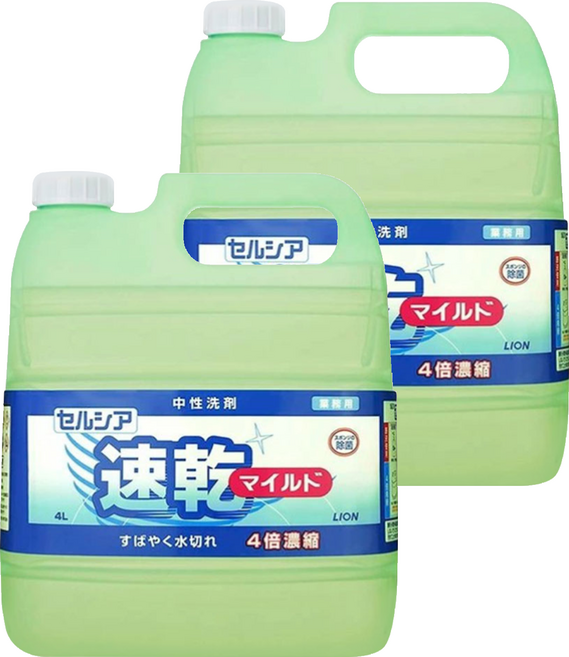 LION 獅王 中性超濃縮洗碗精 業務用 速乾型, 2個, 4L