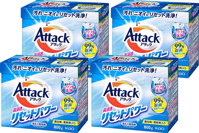 Attack 一匙靈 日本境內款 高浸透酵素洗衣粉, 800g, 4盒