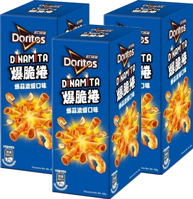 Doritos 多力多滋 爆脆捲爆蒜濃蝦口味玉米捲, 60g, 3個