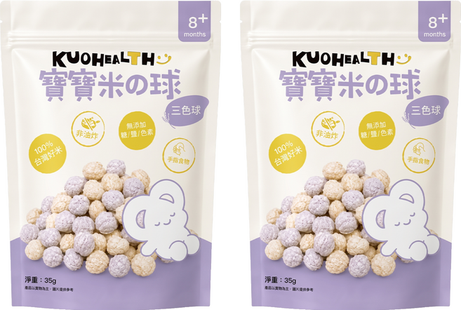 郭老師 寶寶米果球 三色綜合口味, 35g, 2個, 純天然