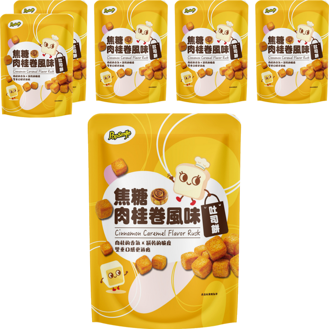Pop-Smile 卡滋 焦糖肉桂卷風味吐司餅, 35g, 6包