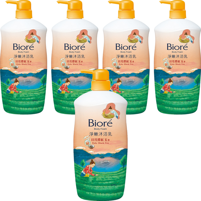 Biore 蜜妮 淨嫩沐浴乳 日月潭紅玉香 清爽型, 1kg, 5個