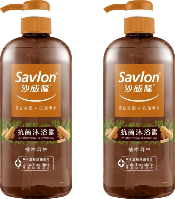 Savlon 沙威隆 抗菌沐浴露 檜木森林, 2個, 1L