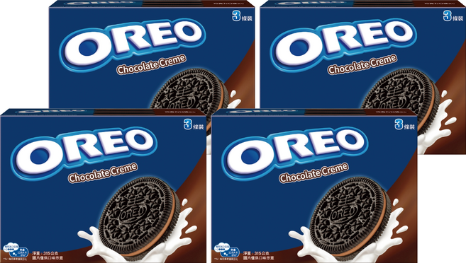 OREO 奧利奧 巧克力口味夾心餅乾 3條裝, 315g, 4盒