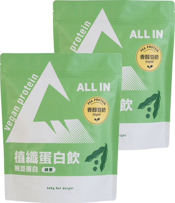 ALL IN 植纖蛋白 香醇豆奶, 500g, 2個