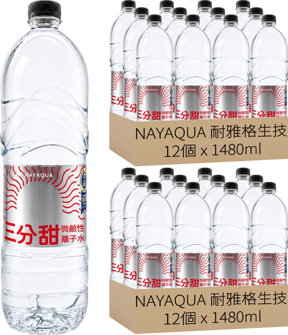NAYAQUA 耐雅格生技 三分甜微鹼性離子水, 24個, 1480ml