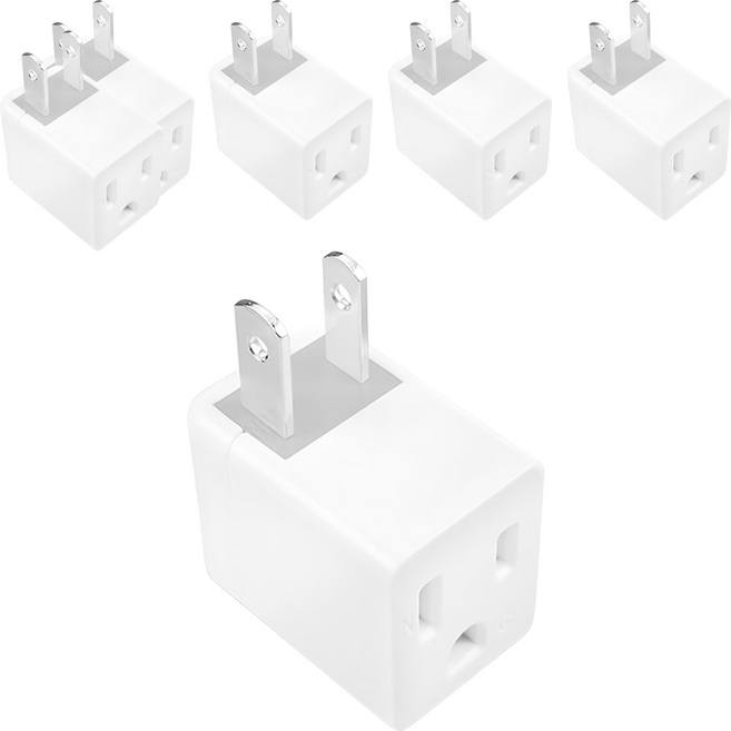 PowerSync 群加 3轉2電源轉接頭 L型 5.5 x 2.5 x 3.7cm 白色, 5.5cm, 6個