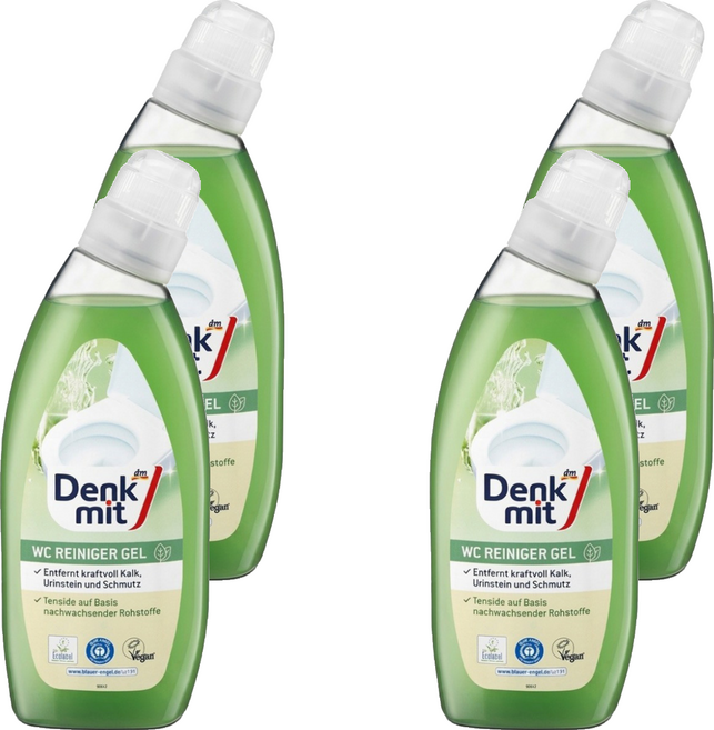 dm Denk mit 馬桶去污清潔劑 天然綠, 4個, 750ml