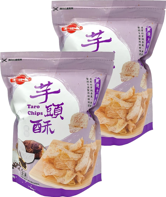 連城記 芋頭酥 Taro Chips 嚴選大甲新鮮芋頭 濃厚的芋頭香氣 古早味 全素, 90g, 2包