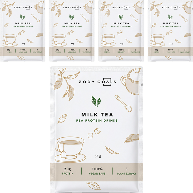 BODY GOALS 碗豆蛋白飲 馥郁奶茶, 31g, 5個