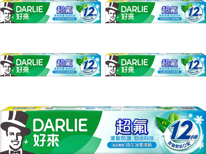 DARLIE 好來 超氟清新防護牙膏 勁涼科技, 160g, 5個