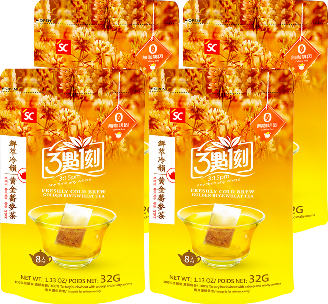 3點1刻 鮮萃冷韻黃金蕎麥茶, 4g, 4套, 8個裝