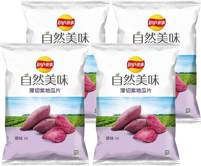 Lay's 樂事 自然美味薄切紫地瓜片 原味, 79g, 4包