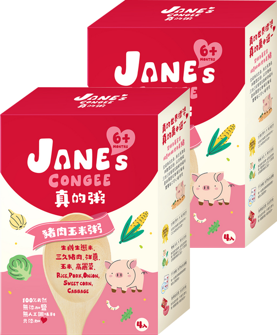 JANE's CONGEE 真的粥 豬肉玉米粥 4包, 600g, 2個