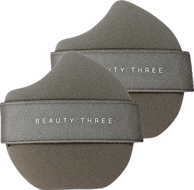 BEAUTY THREE 永和三美人 米膚厚氣墊粉撲 奶霜款, 2個, 灰色