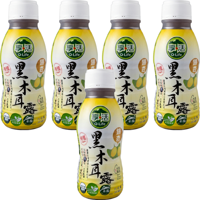 Q-Life 享活 有機黑木耳露 銀杏, 5個, 350ml
