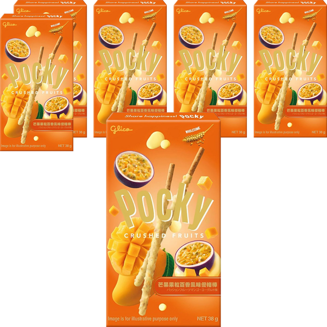 glico 格力高 Pocky 百奇 芒果果粒百香風味優格棒, 38g, 6盒