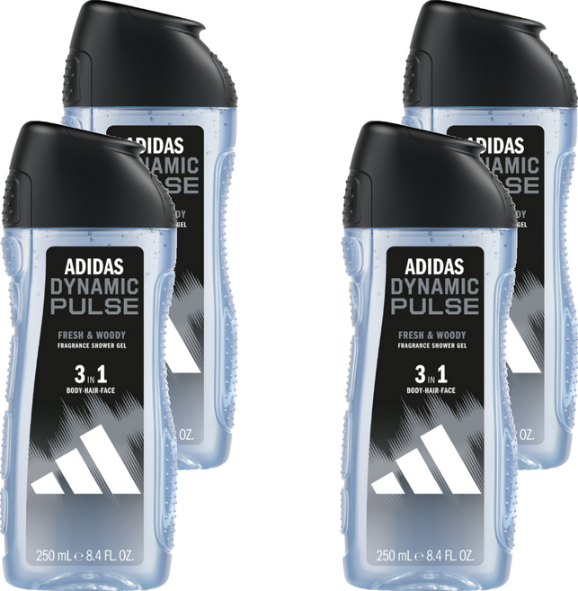 adidas 愛迪達 男性三合一潔顏洗髮沐浴露, 4個, 250ml