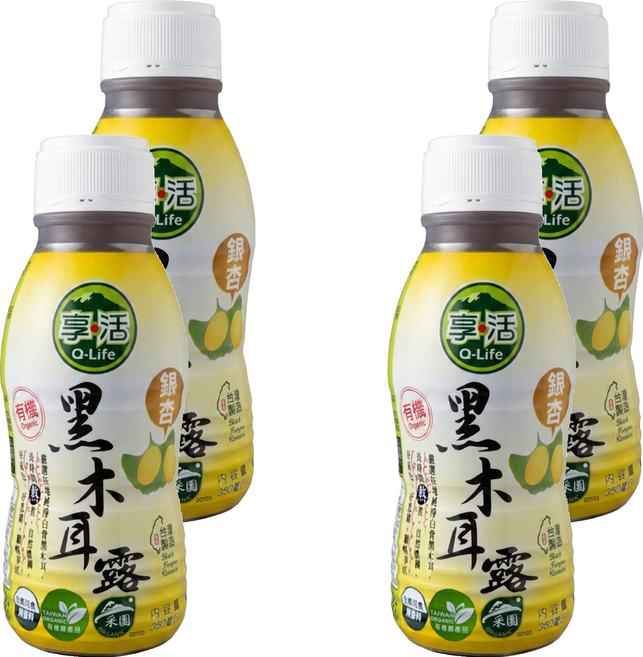 Q-Life 享活 有機黑木耳露 銀杏, 4個, 350ml