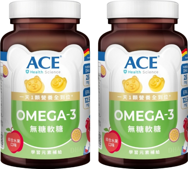 ACE 無糖OMEGA-3軟糖, 90g, 2個