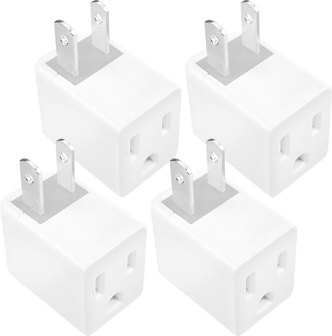 PowerSync 群加 3轉2電源轉接頭 L型 5.5 x 2.5 x 3.7cm 白色, 5.5cm, 4個