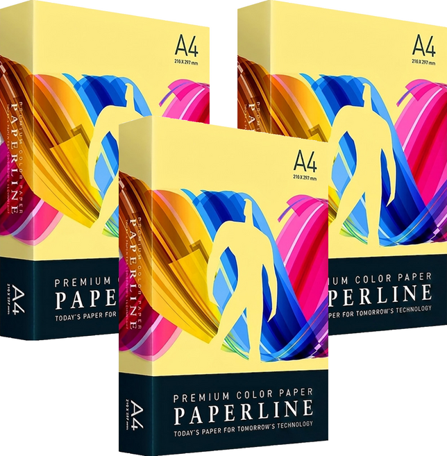 PAPERLINE 彩色影印紙 PL160 正黃色 80磅, A4, 1500張
