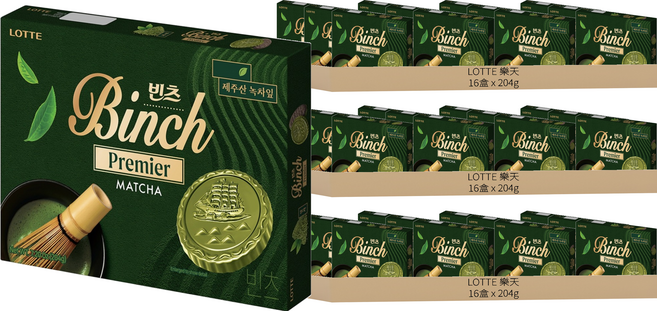 LOTTE 樂天 Binch 抹茶餅乾, 204g, 48盒