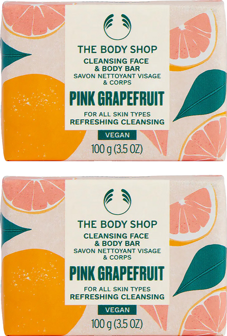 THE BODY SHOP 美體小舖 台灣公司貨 粉紅葡萄柚保濕臉部&身體潔膚皂, 100g, 2個